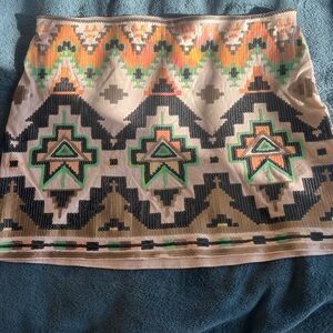 Express Multicolor Geometric Mini Skirt